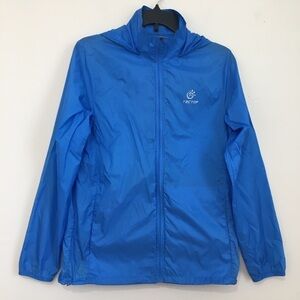 Tectop blue zip up hooded jacket super lightweight windbreakers